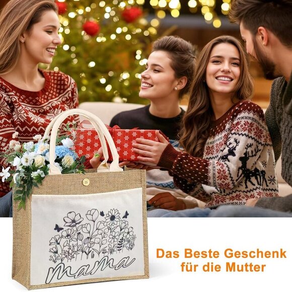 Jute Shopper Bag Womens Gift Floral Personalised Duty Free tote Stylish - Picture 7 of 7